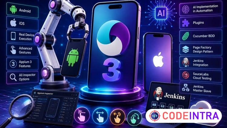 Appium 3 Mobile Automation with AI - Android & iOS - Codeintra