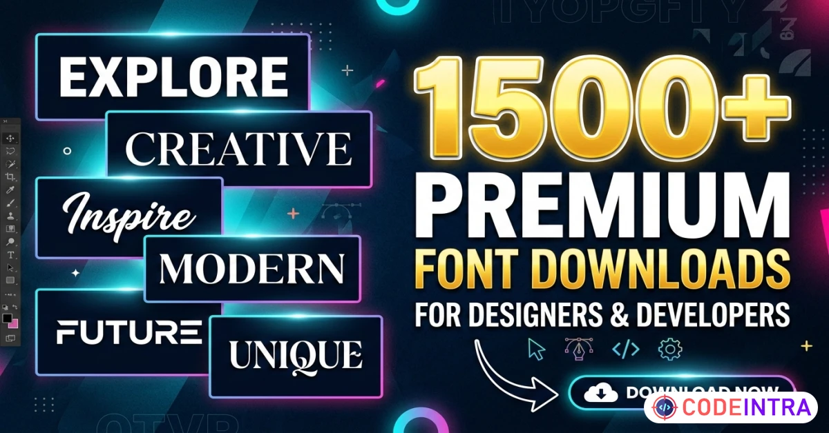 Product featured image 1500+ Premium Font Downloads – Commercial Use Fonts for Designers - Codeintra