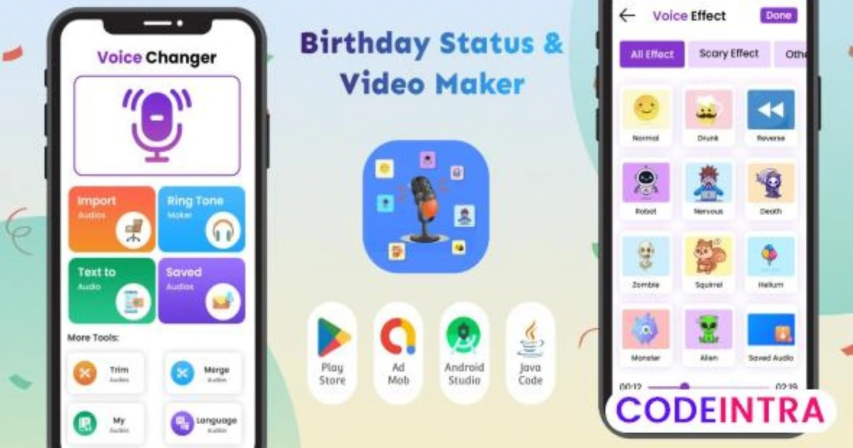 Voice Changer Effects - Android App Template - Codeintra