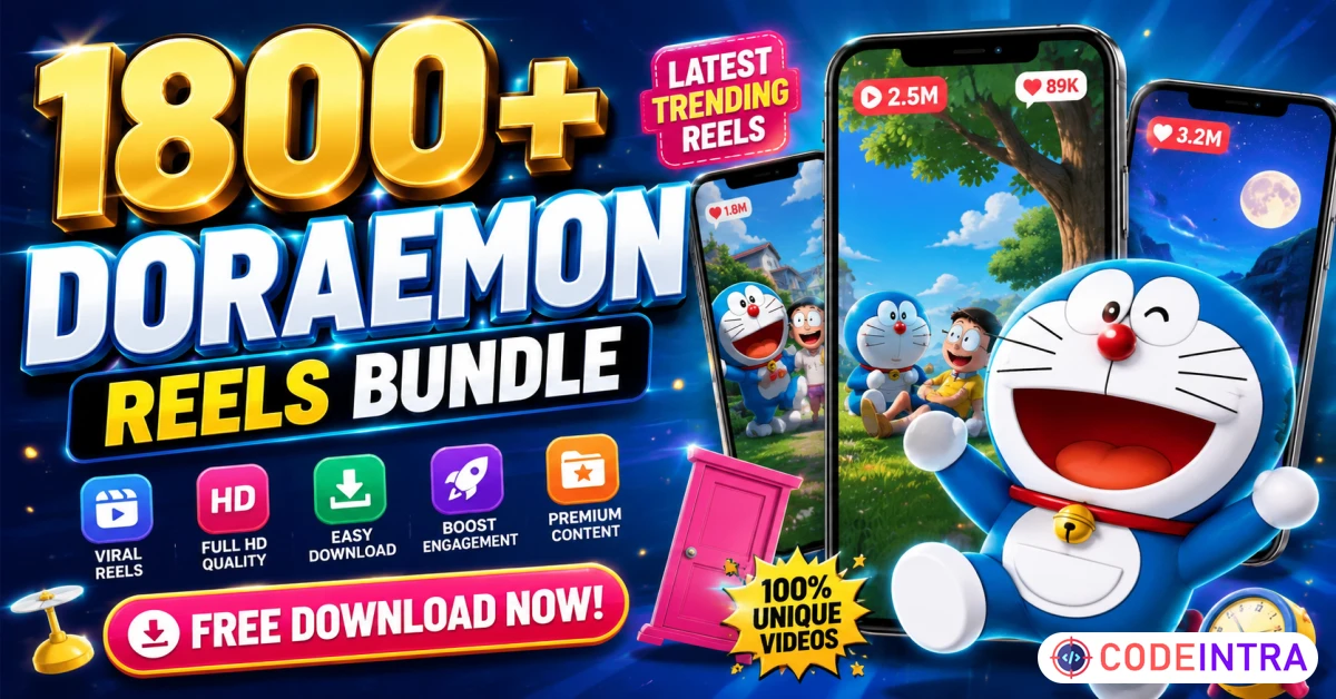 Product featured image 1800+ Doraemon Reels Bundle: Social Media Monetization Pack - Codeintra