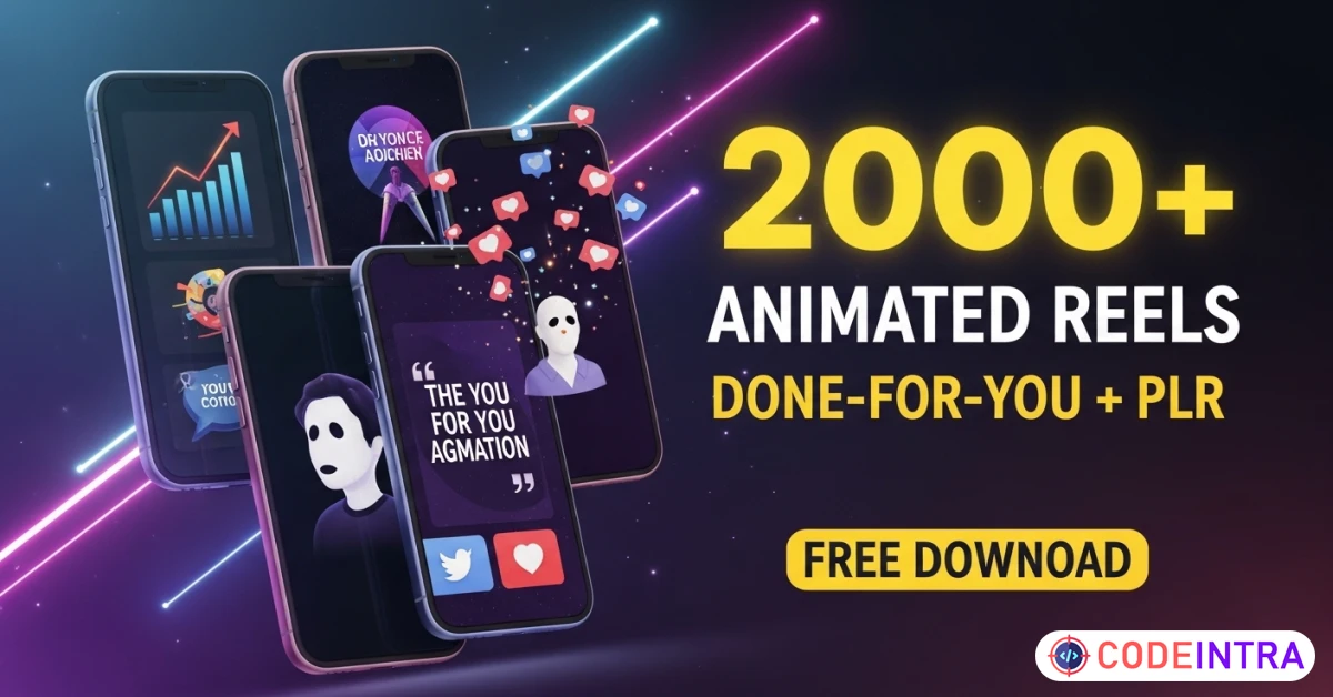 Product featured image 2000+ Animated Reels Done-For-You PLR Videos Pack - Codeintra