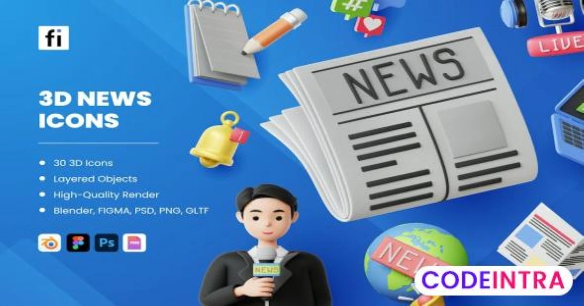 3D News Icons - Codeintra