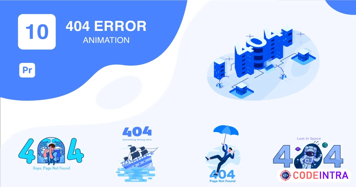 404 Error Animation | Premiere Pro MOGRT - Codeintra