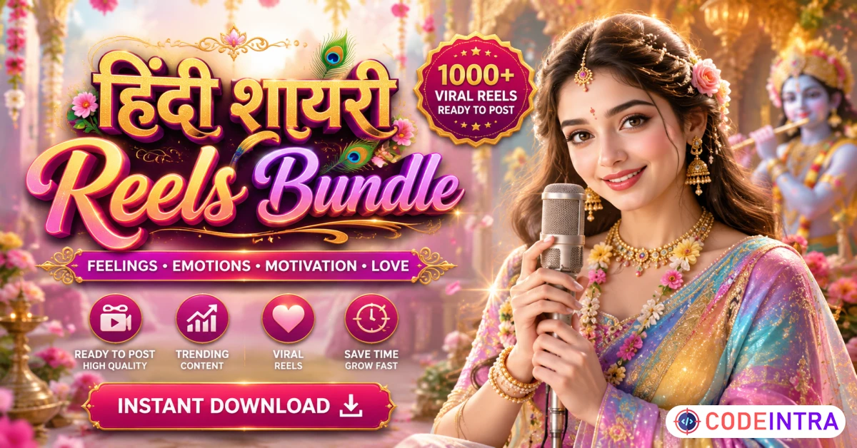 Product featured image 500+ Hindi Shayari Reels Bundle – Viral Instagram Reels - Codeintra