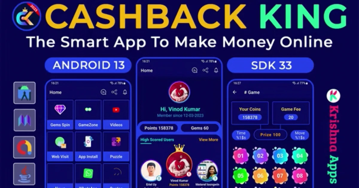 CashBack King – Money Earning App With Admin Panel - Codeintra