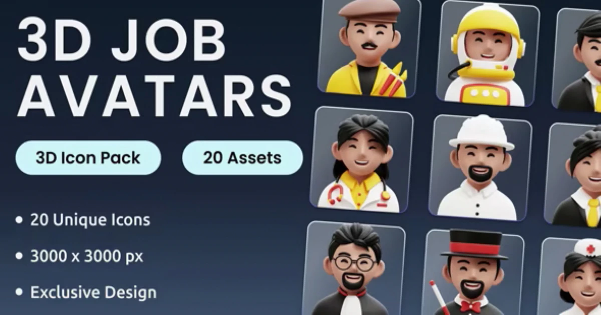 3D Job Avatars Illustrations High Quality Icon Pack - Codeintra