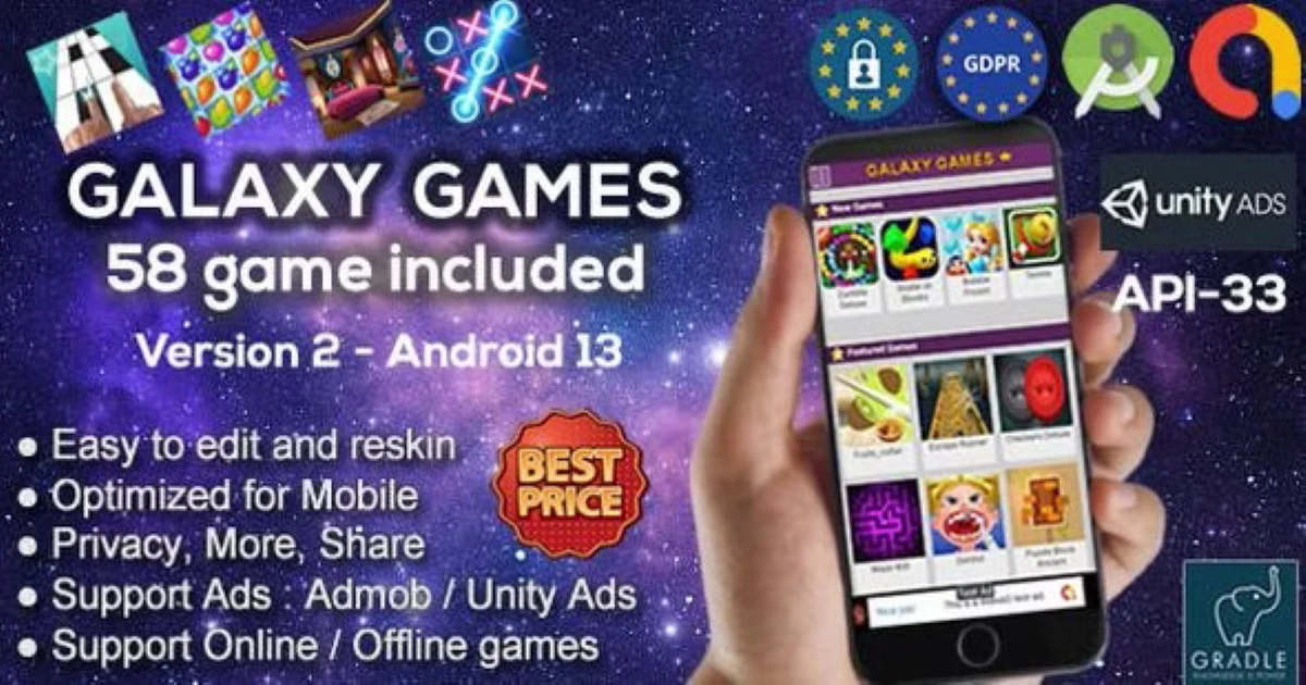 Galaxy Games Android Studio App With 58 Games Includes - Codeintra