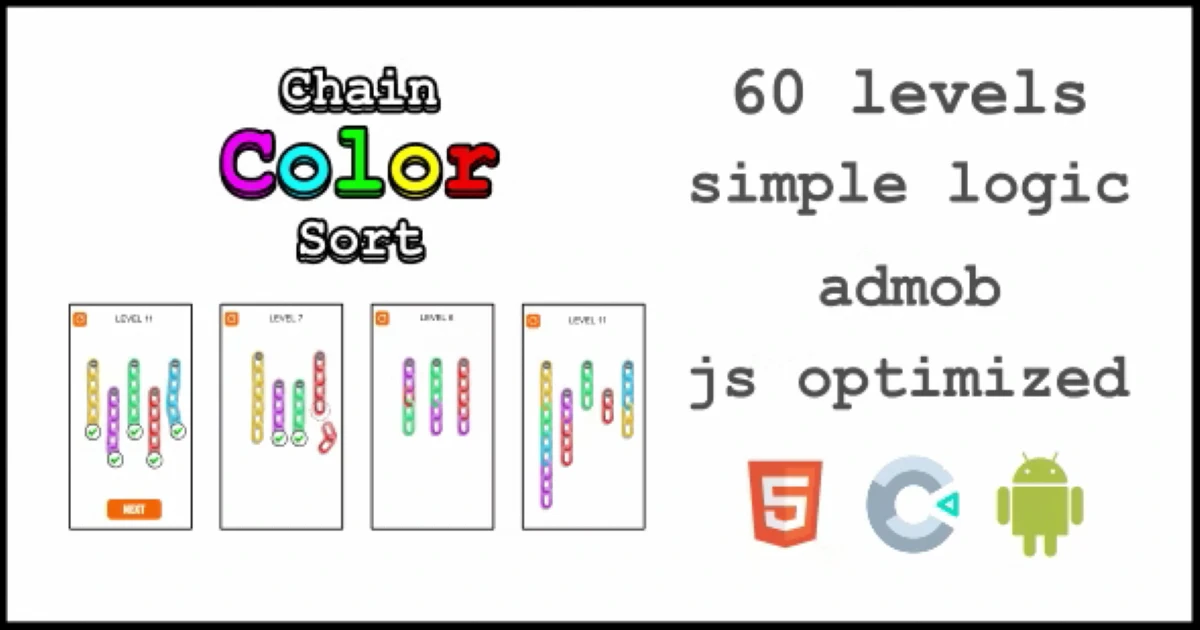 Ultimate Chain Color Sort HTML5 Game AdMob Ads Ready - Codeintra