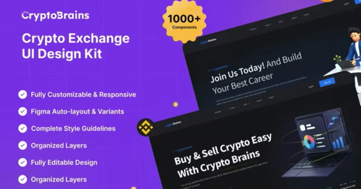 CryptoBrains | Crypto Exchange HD Figma Nice Template - Codeintra