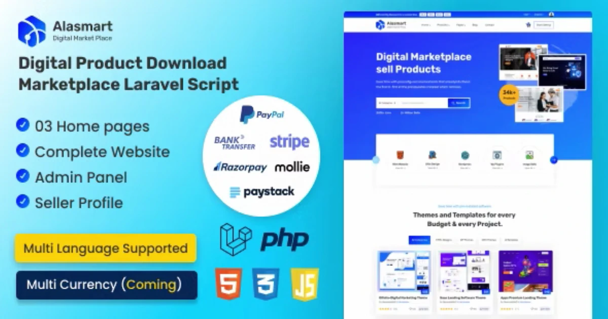 Alasmart - Digital Product Download Marketplace Laravel - Codeintra
