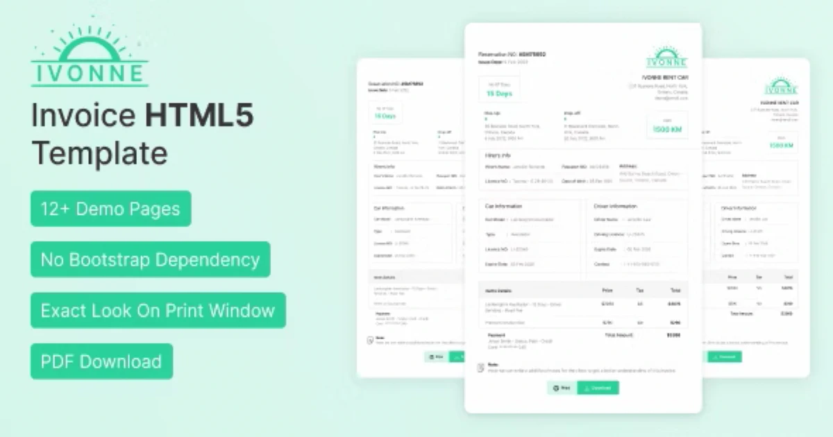 Ivonne - Invoice HTML Template - Premium Themes - Codeintra