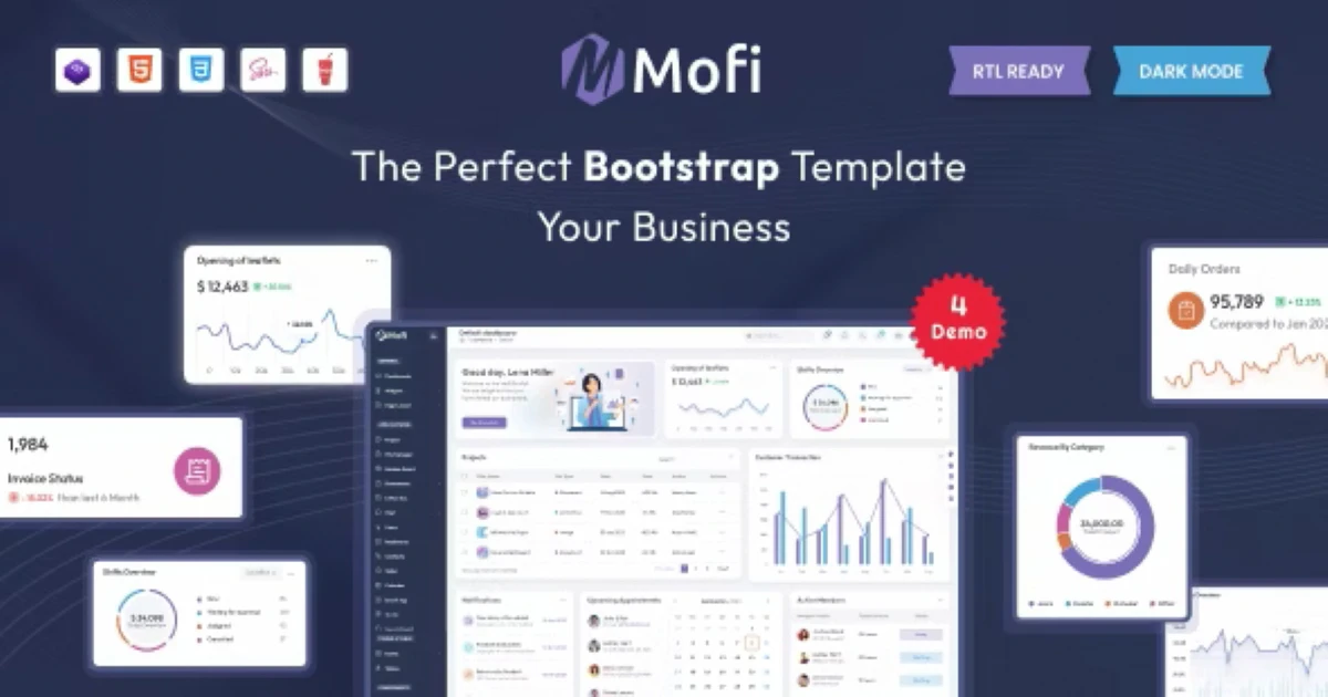 Mofi - Bootstrap Admin Dashboard Template Premium Free - Codeintra