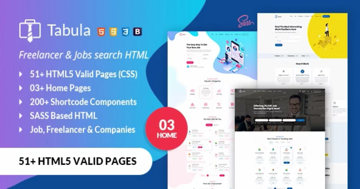 Tabula Freelancer and Jobs HTML Template Premium Free - Codeintra