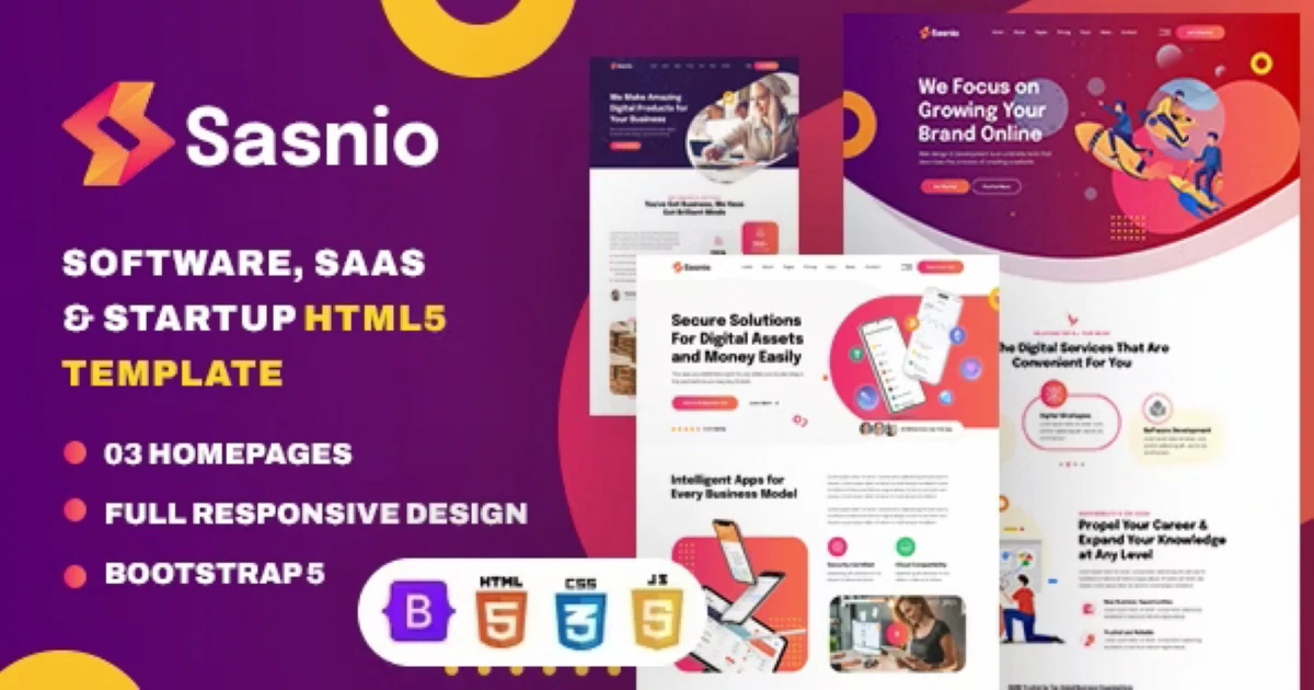 Sasnio - Software, SaaS & Startup HTML5 Template Nice - Codeintra