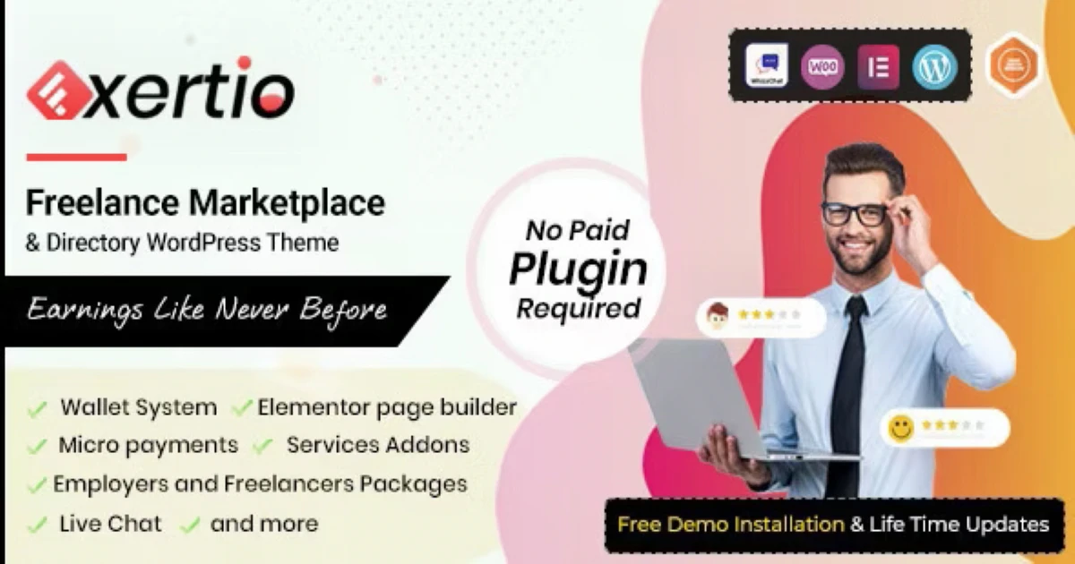 Exertio - Freelance Marketplace WordPress Theme Premium - Codeintra