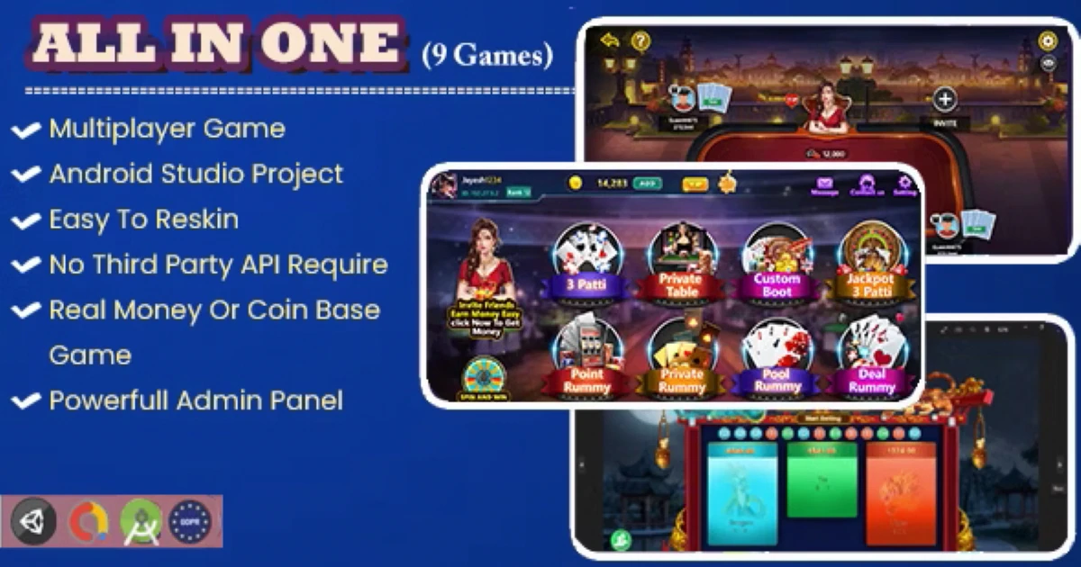 All in One (Teen Patti , Rummy Dragon vs Tiger and Anda - Codeintra