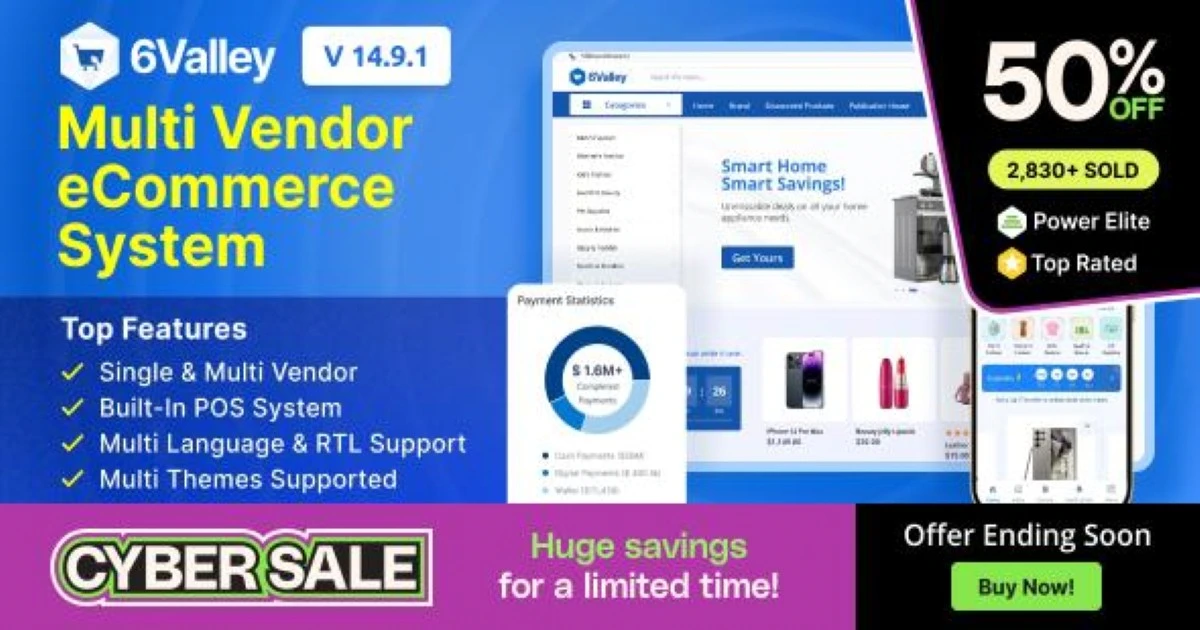 6Valley Multi-Vendor eCommerce CMS - Complete eCom - Codeintra