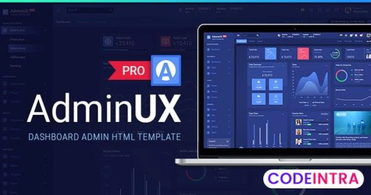 Adminux PRO Dashboard HTML Bootstrap 4, Angular 8, - Codeintra