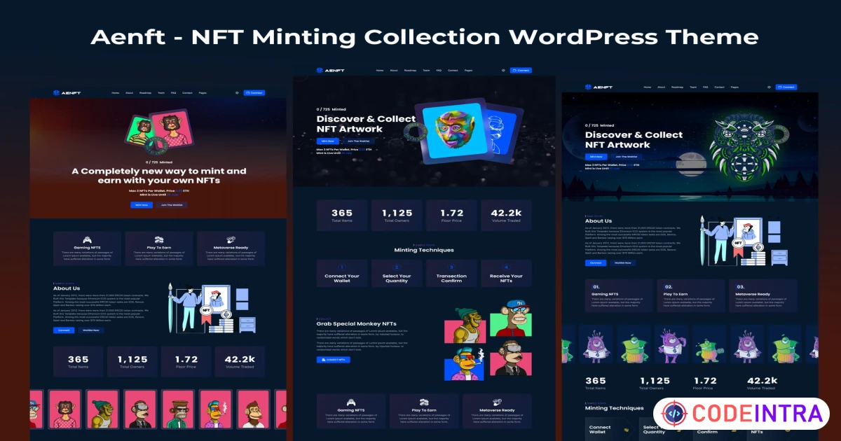 Aenft - NFT Minting Collection WordPress Theme - Codeintra