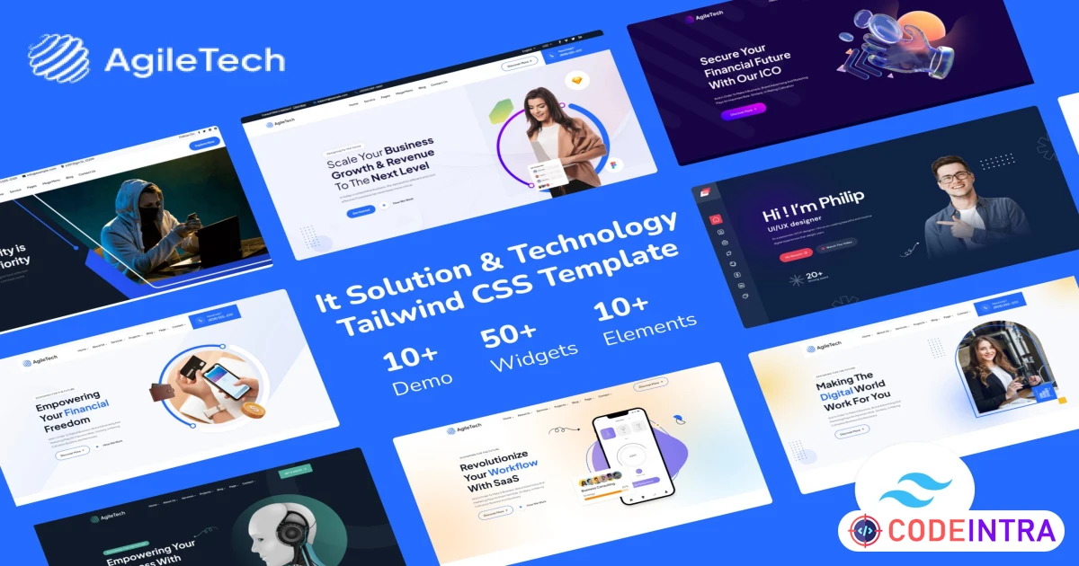 AgileTech - Tailwind CSS Multipurpose IT Solutions - Codeintra