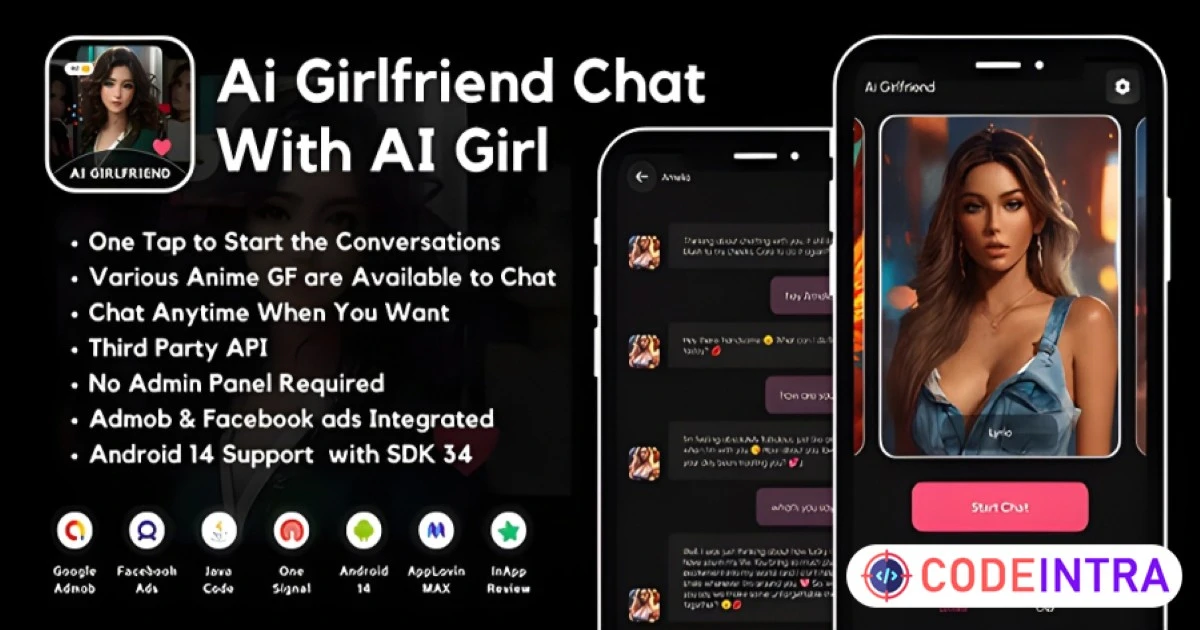 Ai Girlfriend Chat With AI Girl AdMob Ads Android 14 - Codeintra
