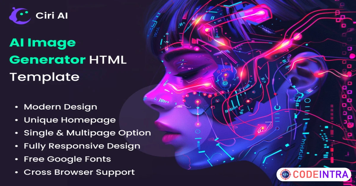 AI Image Generator HTML Template - Ciri AI - Codeintra