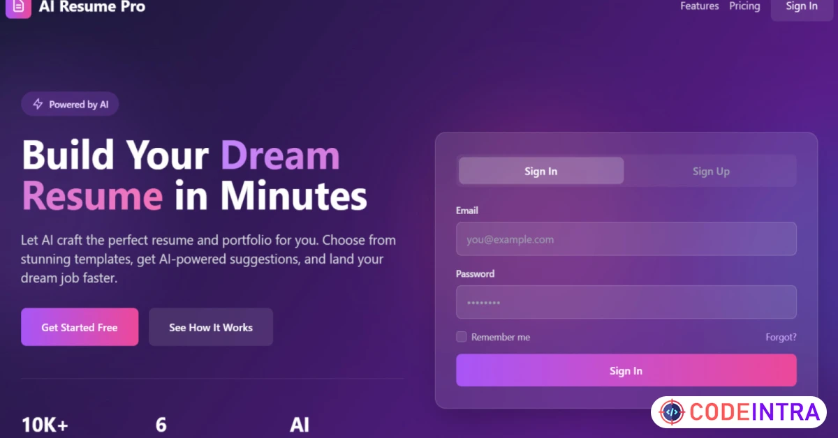 Product featured image AI Resume Pro
 - Codeintra