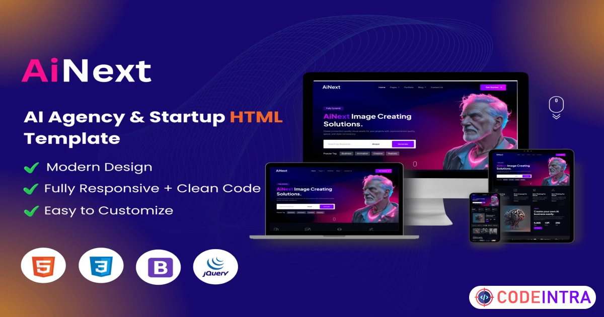 AiNext - AI Agency & Startup HTML Template - Codeintra