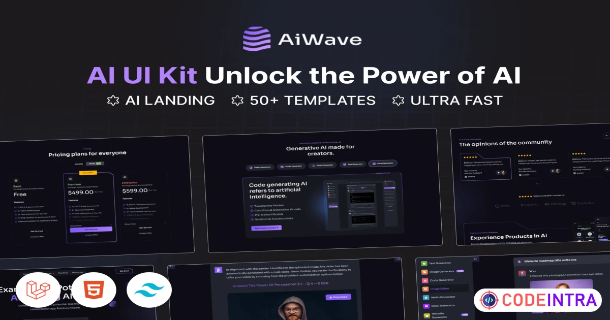 Aiwave – Laravel 11 - AI SaaS Website + Dashboard - Codeintra