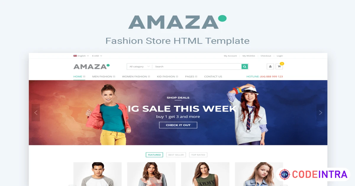 Amaza - Fashion Store HTML Template - Codeintra