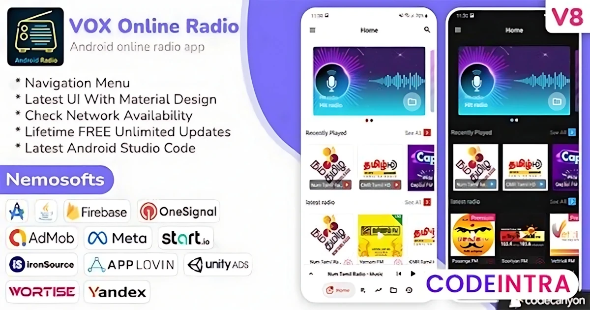 Android VOX Online Radio - Codeintra