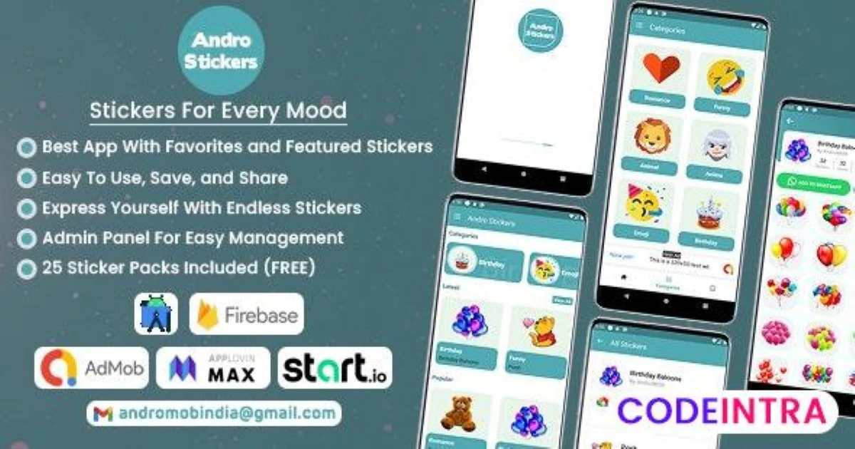 Android WhatsApp Stickers With Admin Panel - Codeintra