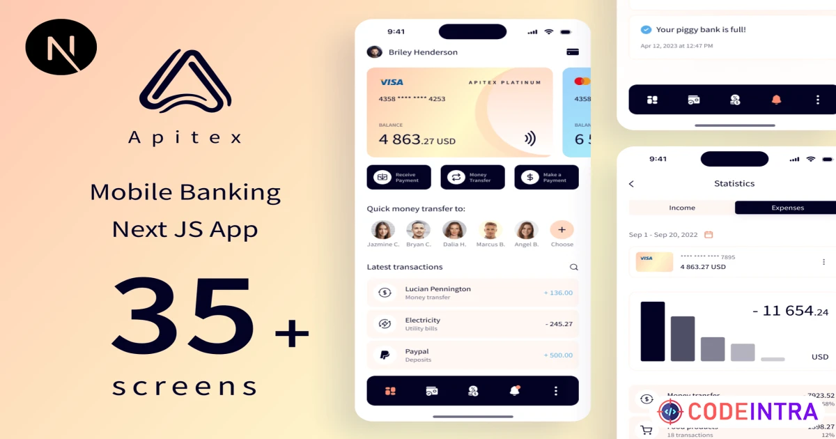 Apitex - Mobile Banking Next JS App | PWA - Codeintra