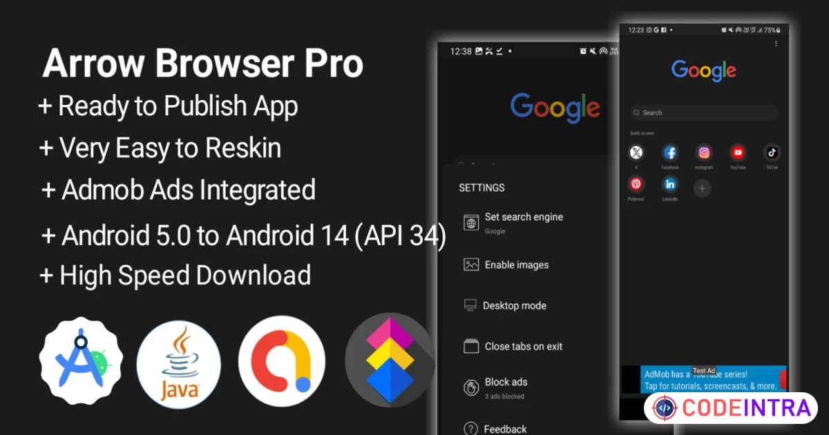 🌐 Arrow Browser - Full Android App Source Code for Fast Browsing! 🚀 - Codeintra