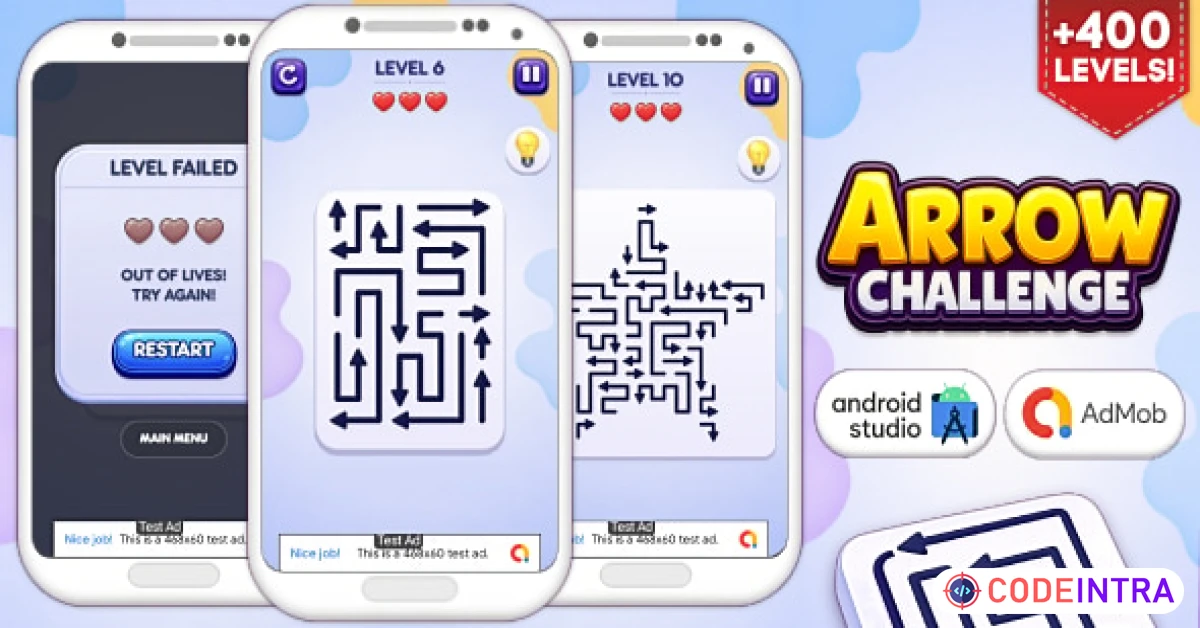 Product featured image Arrow Challenge - Puzzle Game Android Studio - Codeintra