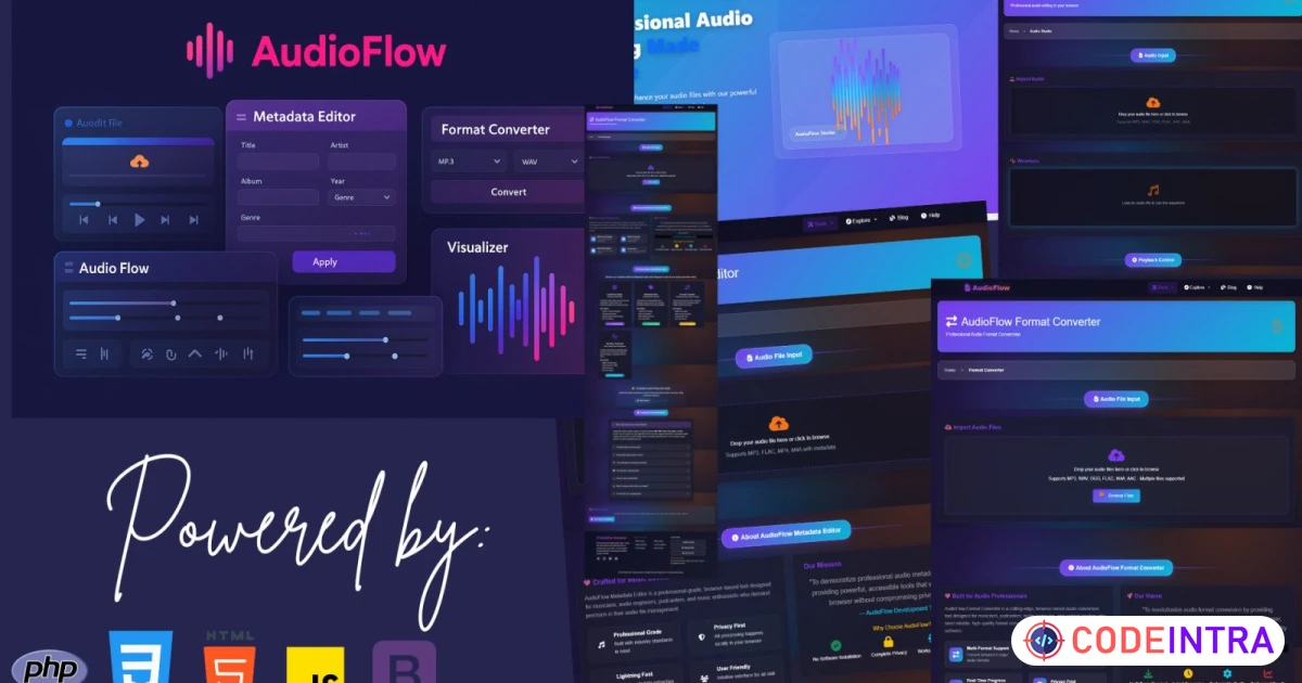 Product featured image AudioFlow - PHP-based Audio Editing tool - Codeintra