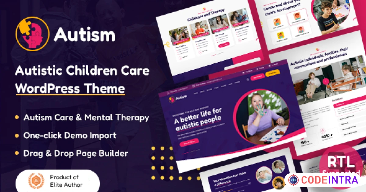 Product featured image Autism - Autistic Children Care WordPress Theme + RTL - Codeintra