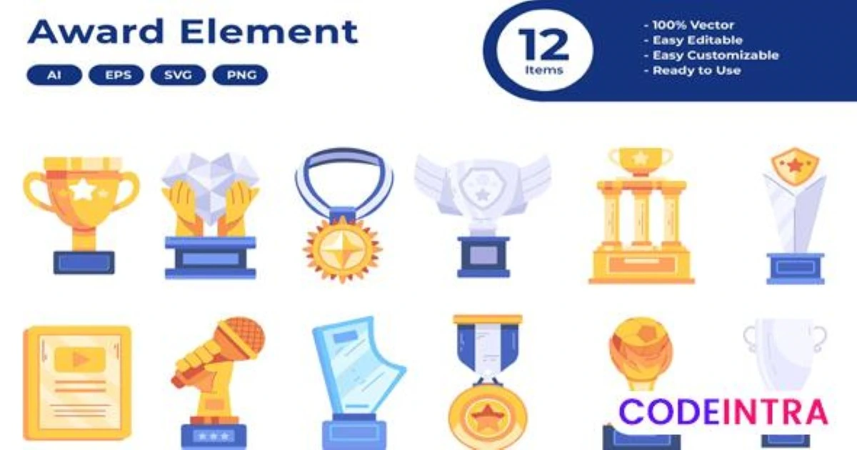 Award Element HD Icon Pack of SVG, PNG, Blender new - Codeintra
