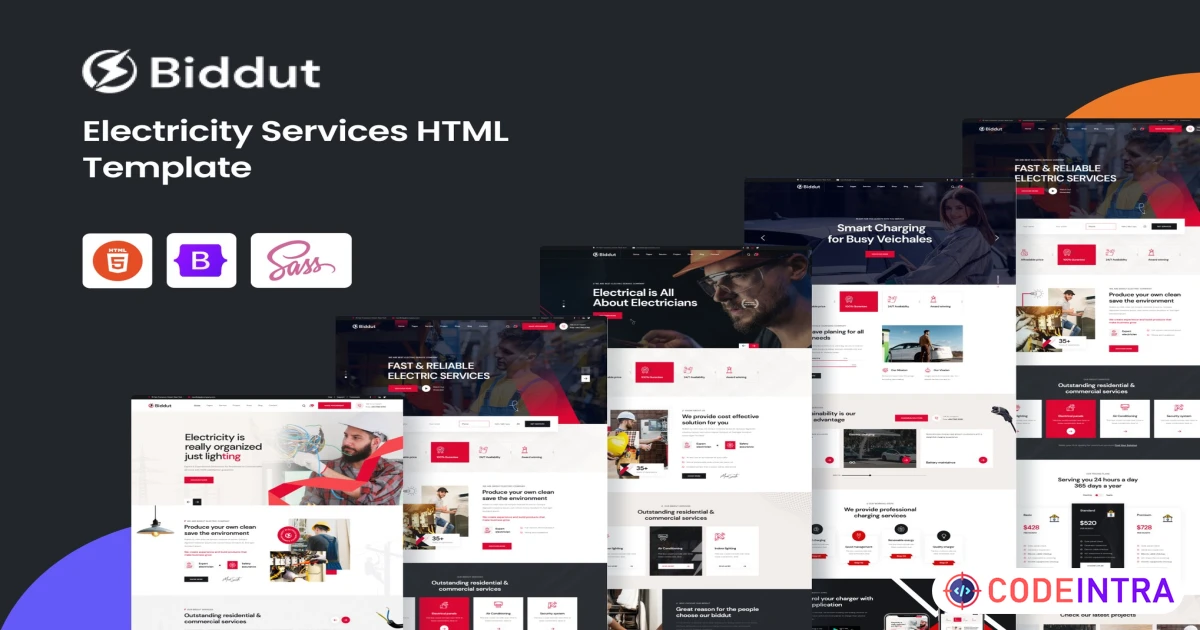 Biddut – Electricity Services HTML Template - Codeintra