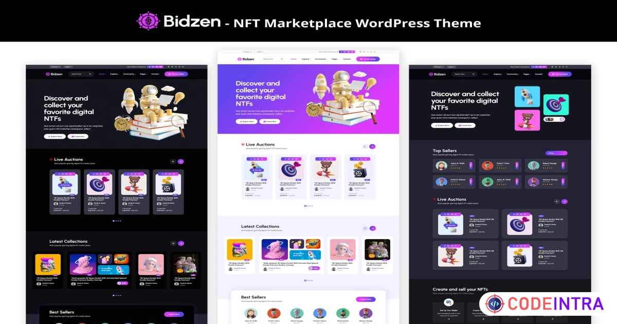 Bidzen - NFT Marketplace WordPress Theme - Codeintra