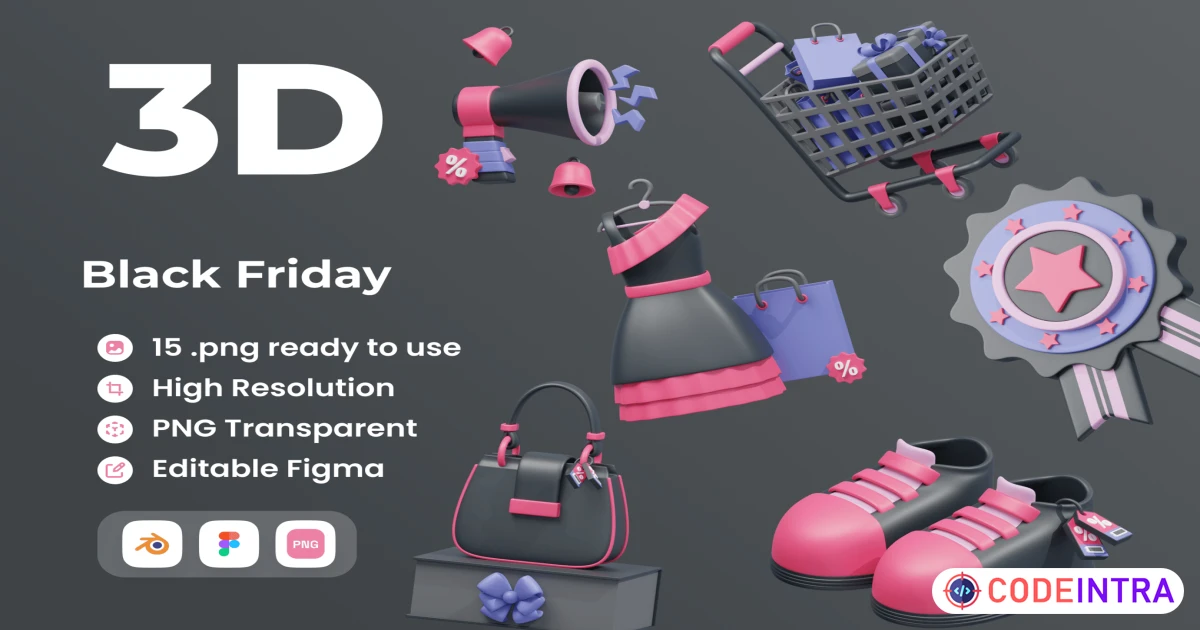 Black Friday 2 - 3D Illustratation in PNG & Blender - Codeintra