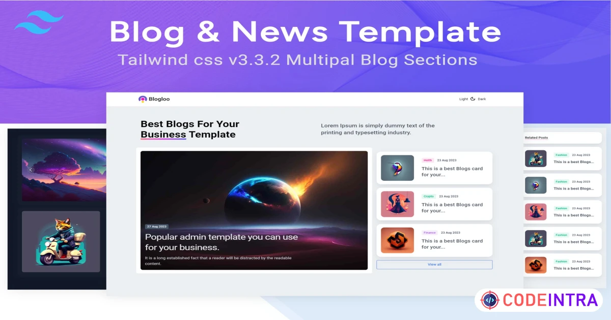 Blog - Blogloo TailwindCSS News Template - Codeintra