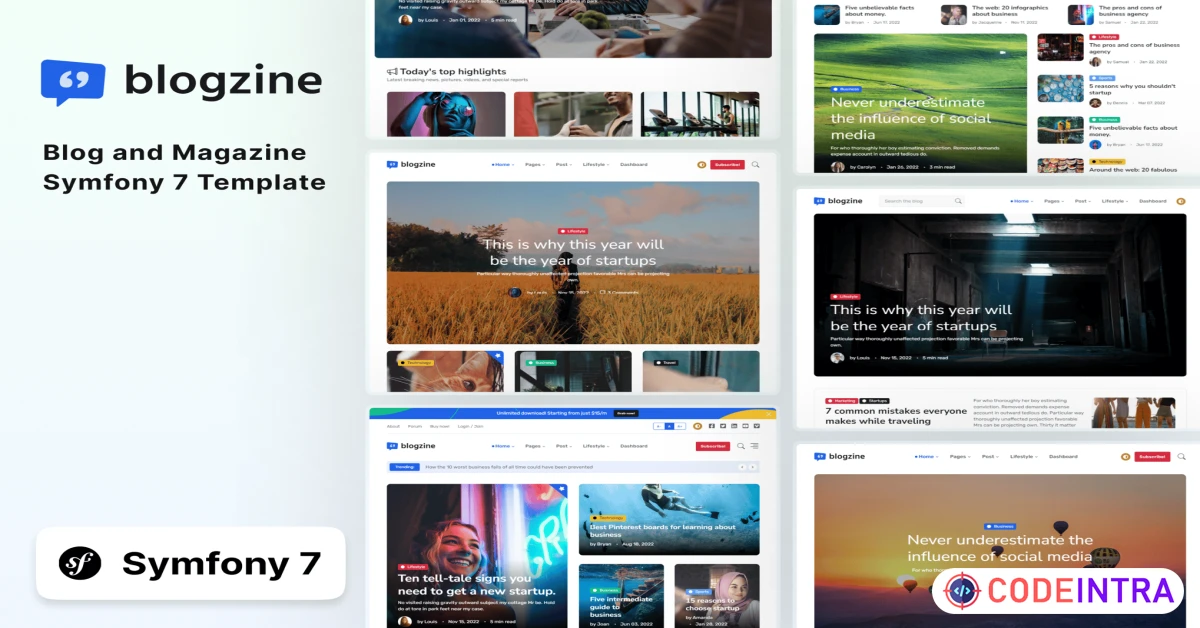 Product featured image Blogzine - Blog & Magazine Symfony 7 Template - Codeintra