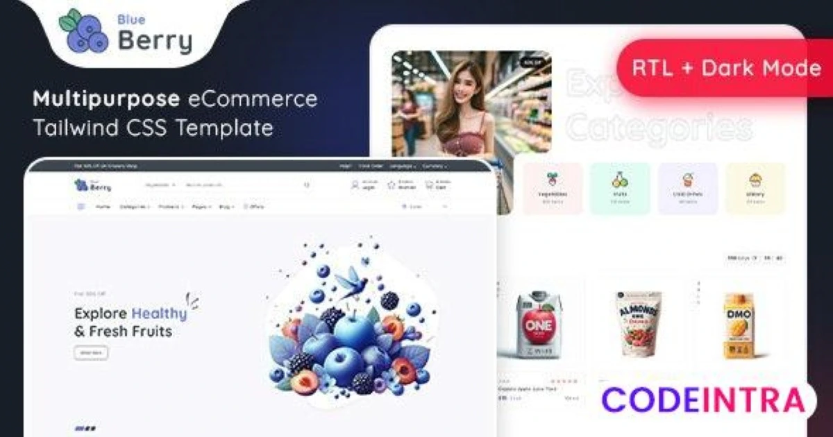 Blueberry - eCommerce Tailwind CSS Template - Codeintra