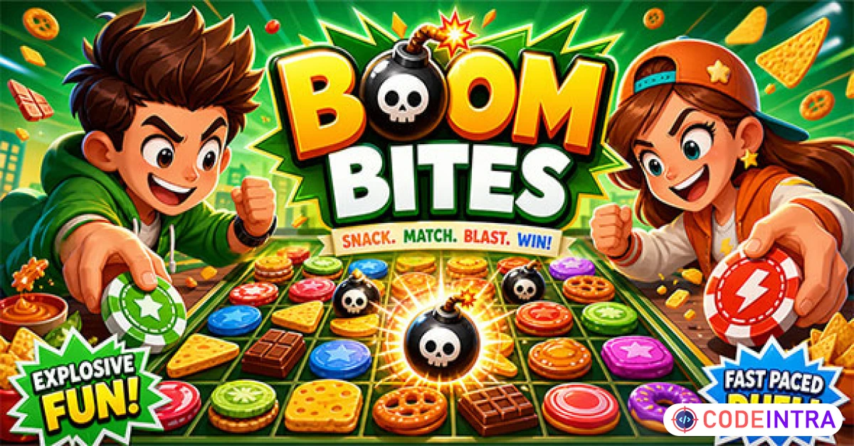 Product featured image Boom Bites - Two Player HTML5 Strategy Game - Codeintra