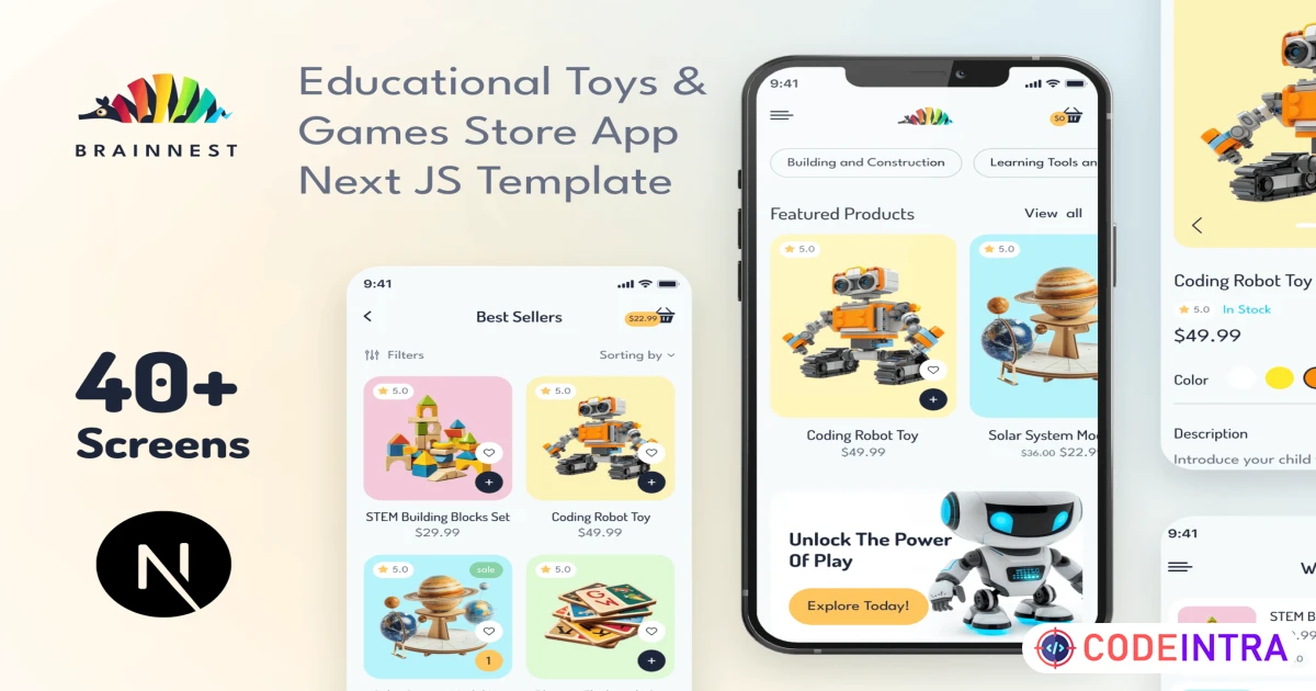 BrainNest - Educational Toys Next JS App - Codeintra