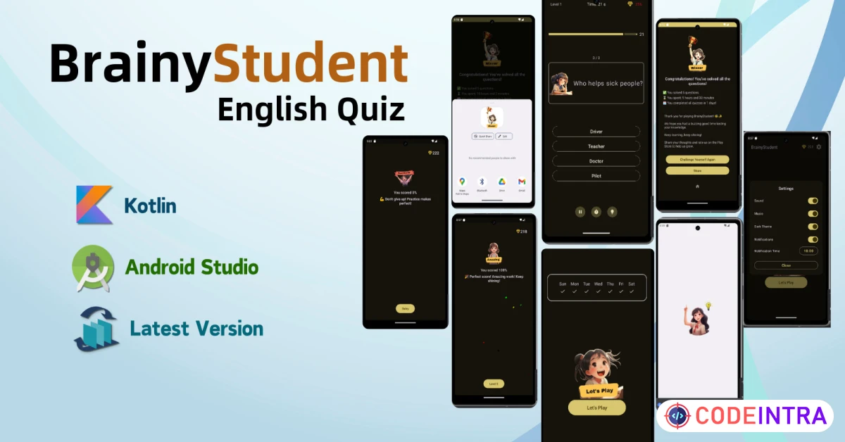 Product featured image BrainyStudent English Quiz App Game
 - Codeintra