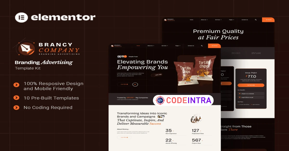 Brancy - Branding Advertising Elementor Template Kit - Codeintra