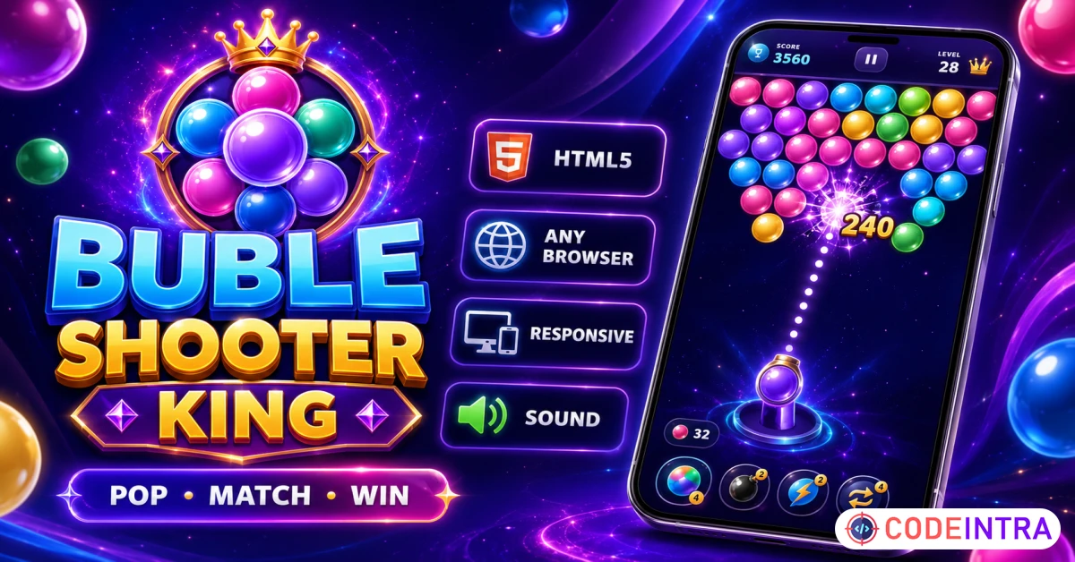 Product featured image Buble Shooter King – Endless HTML5 Bubble Shooter Game - Codeintra
