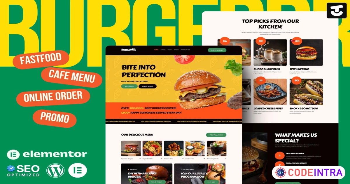 Burgerr - Fast Food Restaurant Template Kit - Codeintra